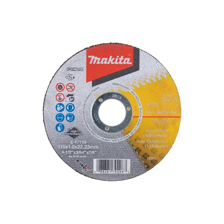 MAKITA E-17114-12 řezný kotouč 115x1.0x22.23mm nerez A60V