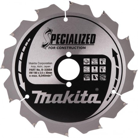 MAKITA B-33554 pilový kotouč Konstrukt 190x30 12T ,old B-13683