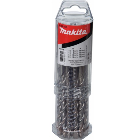 MAKITA B-49096 sada vrtáků SDS-Plus V-Plus 3ks5x50/110 a 4ks6,2ks8,2ks10,1ks12x110/160mm, 12ks , oldP-67181