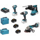 MAKITA DLX4195JX1 Aku sada DGA504+DHR243+DHP489+DTD173 Li-ion LXT 18V/5,0Ah
