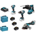 MAKITA DLX4195JX1 Aku sada DGA504+DHR243+DHP489+DTD173 Li-ion LXT 18V/5,0Ah