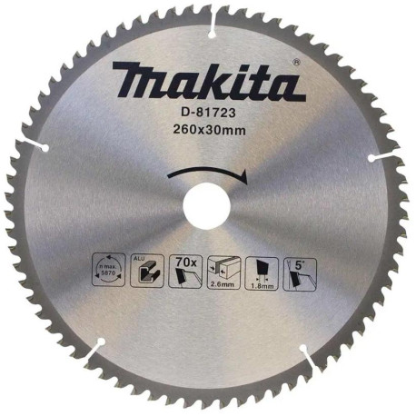 MAKITA D-81723 kotouč pilový TCT hliník 260x30mm 70Z