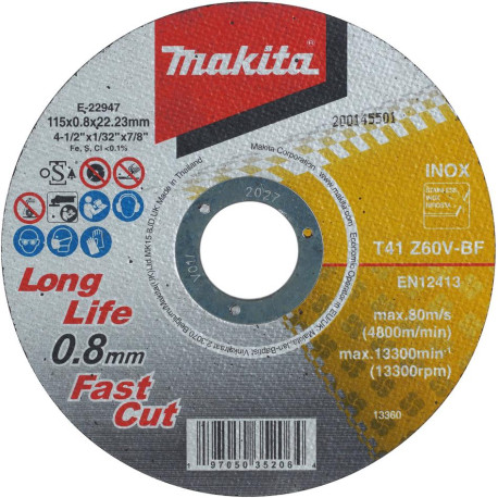 MAKITA E-22947 kotouč řezný nerez 115x0.8x22.23mm