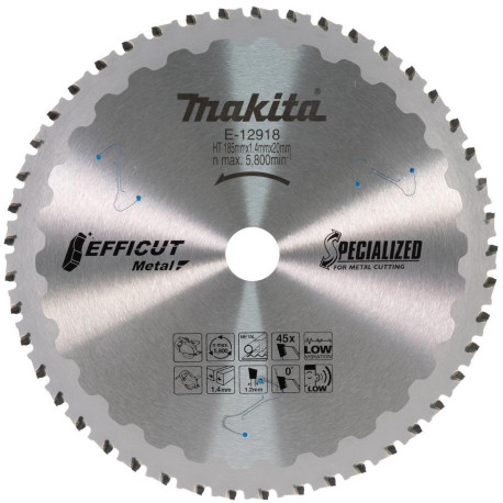 MAKITA E-12918 TCT pilový kotouč Efficut kov 185x20mm x 45T CS002G