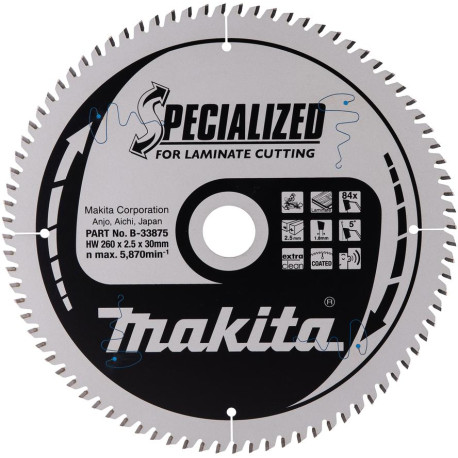 MAKITA B-33875 kotouč pilový lamino SPECIALIZED 260x2.5x30mm 84Z , old B-29496