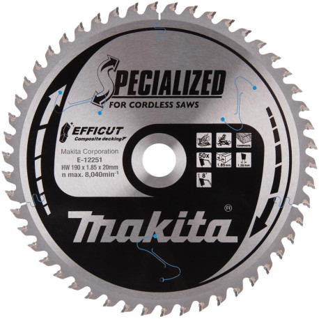 MAKITA E-12251 kotouč pilový kompozitní dřevo Efficut 190x1.85x20mm 50Z , old E-12186