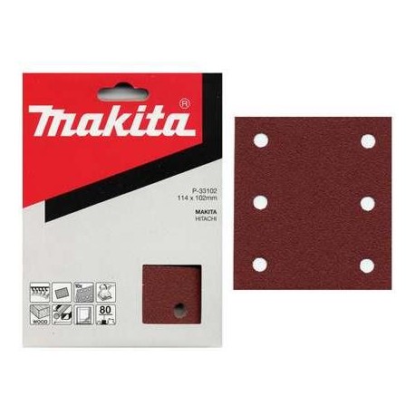 MAKITA P-33102 brusný papír 102x114mm 6 děr K80 10ks,oldP-01498