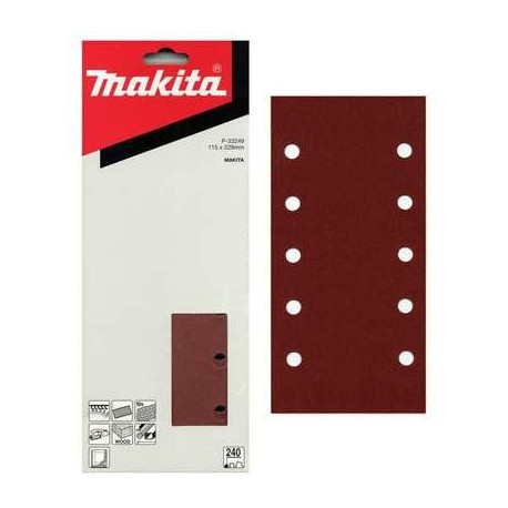 MAKITA P-33180 brusný papír suchý zip 115x229mm 10 děr K60 10ks,oldP-02185