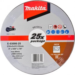 MAKITA E-03006-25 řezný kotouč 230x2.0x22.23 nerez 25ks v bal.