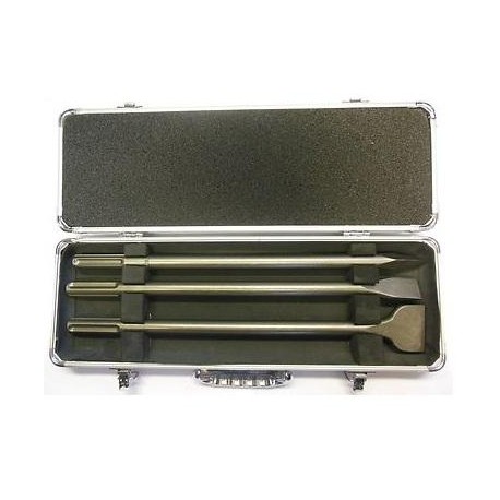 MAKITA D-40543 sada sekáčů SDS-max v Al kufru: špičák 400mm, sekáč plochý 25x400mm, sekáč plochý 50x400mm, 3ks