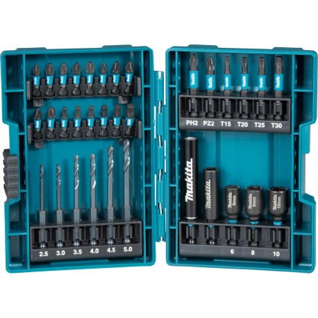 MAKITA B-66896 sada torzních bitů a vrtáků 1/4" Impact Black, 33 ks